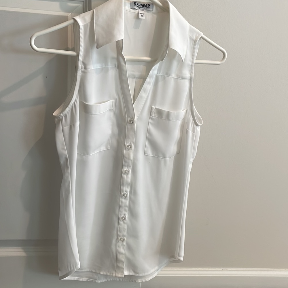 Express Portofino Sleeveless White Top, XXS